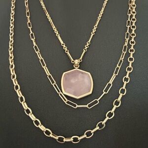 Kendra Scott Gold Necklace with Pink Pendant